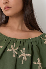 Kalani Embroidered Palm Top (Green)