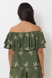 Kalani Embroidered Palm Top (Green)