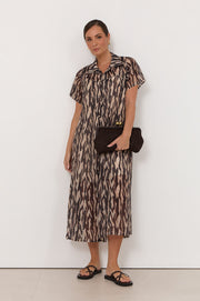 Evelyn Zebra Print Midi Dress (Zebra)