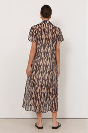 Evelyn Zebra Print Midi Dress (Zebra)