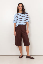 Kai Stripe Knit Top (Blue/Chocolate)