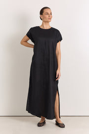 Cleo Linen Maxi Dress (Black)