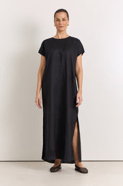 Cleo Linen Maxi Dress (Black)