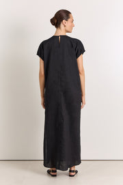 Cleo Linen Maxi Dress (Black)