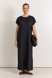Cleo Linen Maxi Dress (Black)