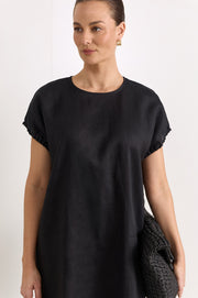 Cleo Linen Maxi Dress (Black)