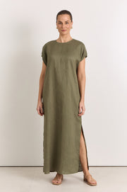 Cleo Linen Maxi Dress (Khaki)
