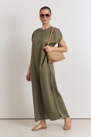 Cleo Linen Maxi Dress (Khaki)