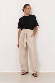 Audrey Pinstripe Tapered Pant (Stone)