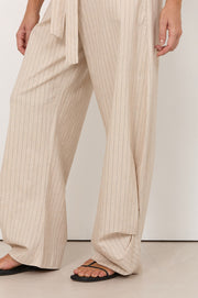 Audrey Pinstripe Tapered Pant (Stone)