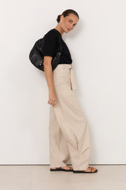 Audrey Pinstripe Tapered Pant (Stone)