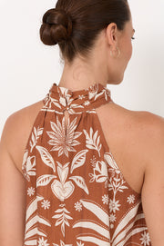 Kendra Hawaii Print High Neck Top (Print)