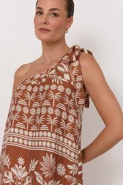 Olina Hawaii Print One Shoulder Maxi Dress (Print)