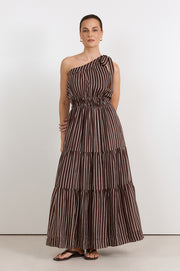 Eve One Shoulder Maxi Dress (Stripe)