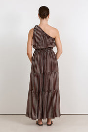 Eve One Shoulder Maxi Dress (Stripe)