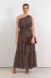 Eve One Shoulder Maxi Dress (Stripe)
