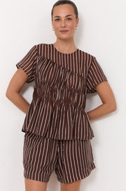 Evren Cap Sleeve Top (Stripe)