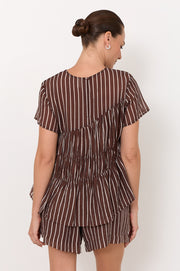 Evren Cap Sleeve Top (Stripe)