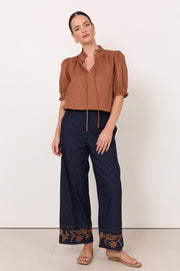 Jordana Light Weight Denim Crop Pant (Denim)