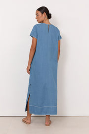 Lottie Lightweight Denim Maxi Dress (Light Denim)