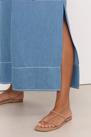 Lottie Lightweight Denim Maxi Dress (Light Denim)