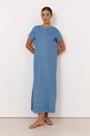 Lottie Lightweight Denim Maxi Dress (Light Denim)