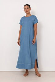 Lottie Lightweight Denim Maxi Dress (Light Denim)