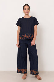 Jordana Light Weight Denim Crop Pant (Denim)