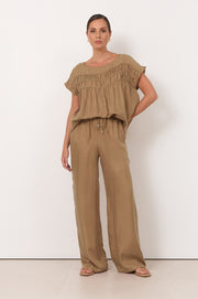 Lira Pleated Cupro Top (Mocha)