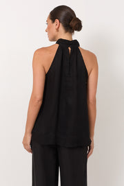 Kendra High Neck Cupro Top (Black)
