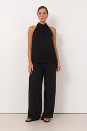 Kendra High Neck Cupro Top (Black)