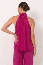 Kendra High Neck Cupro Top (Magenta)