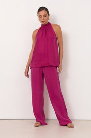 Kendra High Neck Cupro Top (Magenta)