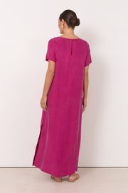 Vallery Cupro Maxi Dress (Magenta)