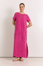Vallery Cupro Maxi Dress (Magenta)