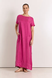 Vallery Cupro Maxi Dress (Magenta)