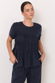 Evren Cupro Top (Navy)