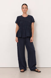 Evren Cupro Top (Navy)