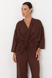Lucian Twist Front Top (Chocolate)
