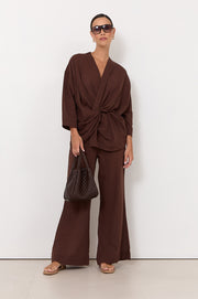 Lucian Twist Front Top (Chocolate)