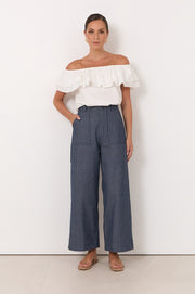 Serena Poplin Frill Top (White)