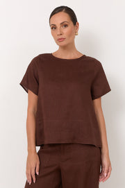 Dillon Linen Top (Chocolate)