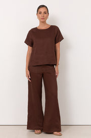 Dillon Linen Top (Chocolate)