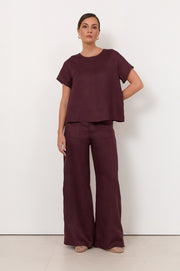 Dillon Linen Top (Plum)