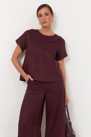 Dillon Linen Top (Plum)