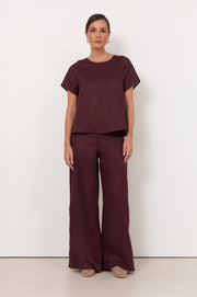 Dillon Linen Top (Plum)