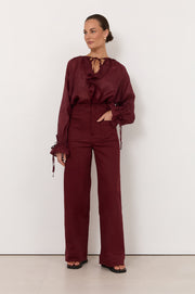 Lucy Patch Pocket Denim Pant (Burgundy)