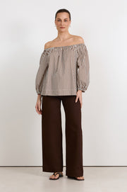 Lucy Patch Pocket Denim Pant (Chocolate)