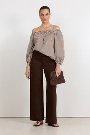 Lucy Patch Pocket Denim Pant (Chocolate)