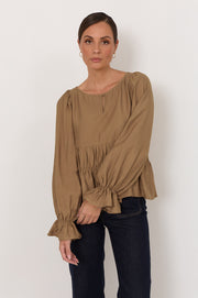 Loretta Long Sleeve Top (Mocha)